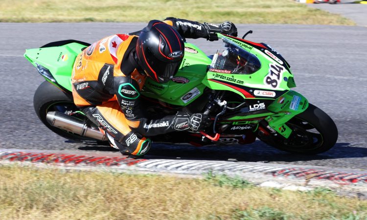 Pro Connor Campbell in his debut outing on a Superbike, piloting one of Jordan Szoke’s factory-supported Kawasakis, on the Friday morning of the final Bridgestone CSBK National at Shannonville Motorsport Park, September 19.